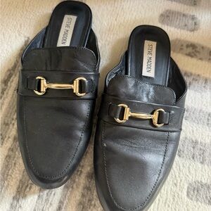 Steve Madden Black Leather Slip-Ons